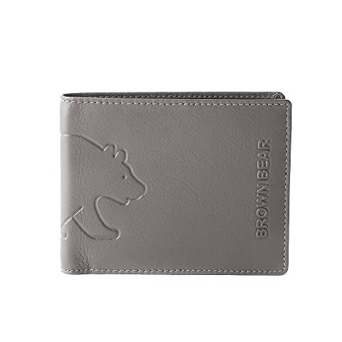 BROWN BEAR Wallet for Man, Stylish Pure Nappa Wallet for Men Leather Original, Certified RFID Protected Slim Purse for Gents with Eight Card Pockets (Grey) - Image 1