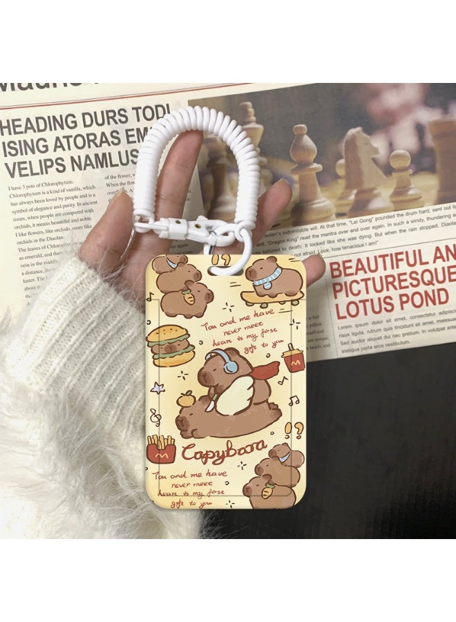 NIBEMINENT 1 - Piece Hamburger Capybara Kpop Photo Card Holder Pendant Key Chain ID Badge Holder ID Card Holder Photo Card Protector for School ID Office ID Access Card for Women Girls