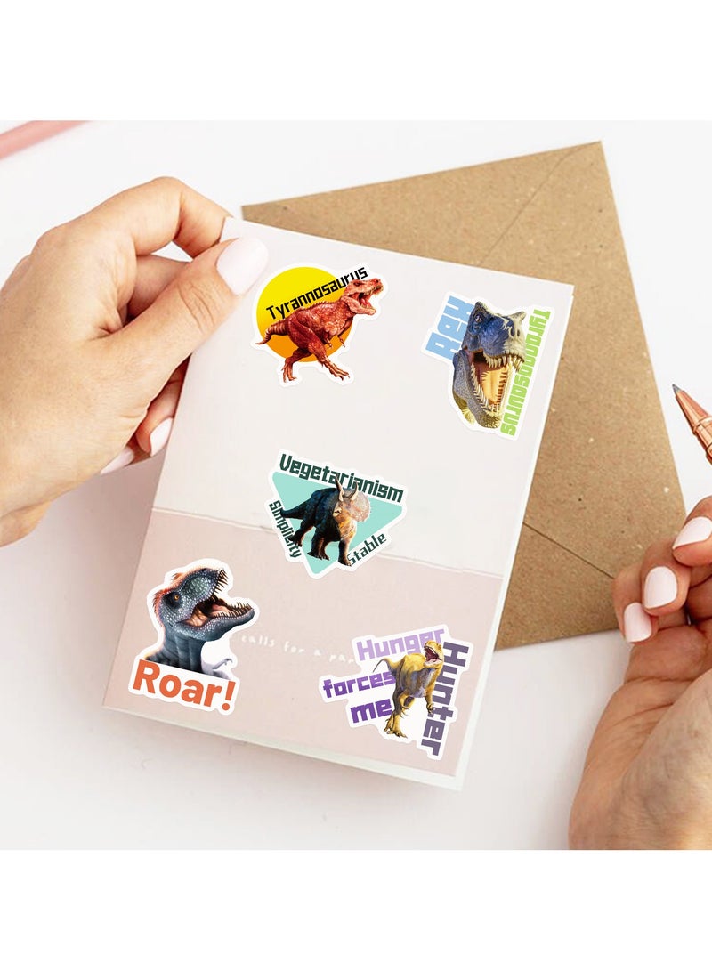 قوس قزح أورينبو ملصقات ديناصورات، 50 قطعة، ملصقات ديناصورات مقاومة للماء للأطفال الأولاد والبنات، لوازم حفلات الديناصورات، ملصقات مكافأة المعلم، ملصق ديناصور لأجهزة الكمبيوتر المحمول وزجاجة المياه - Image 5