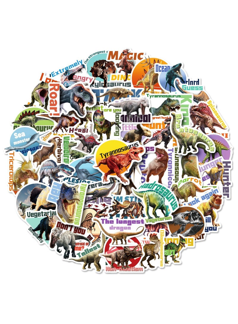 قوس قزح أورينبو ملصقات ديناصورات، 50 قطعة، ملصقات ديناصورات مقاومة للماء للأطفال الأولاد والبنات، لوازم حفلات الديناصورات، ملصقات مكافأة المعلم، ملصق ديناصور لأجهزة الكمبيوتر المحمول وزجاجة المياه - Image 1