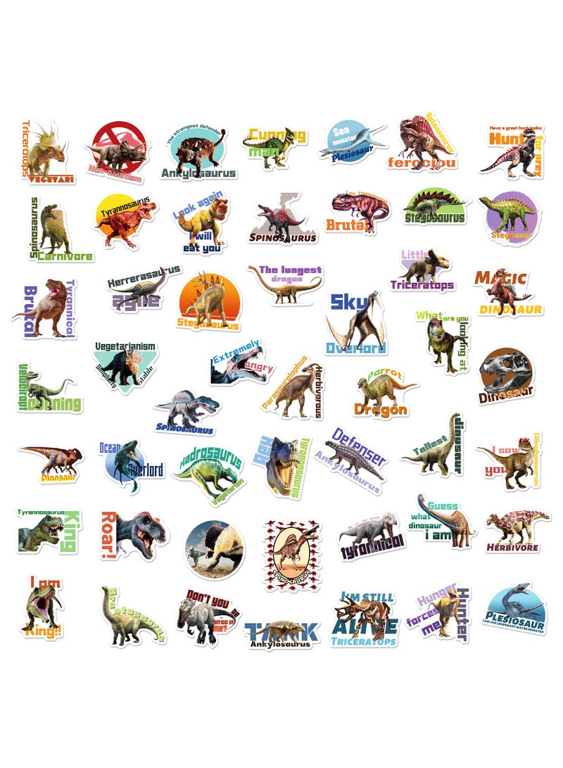 قوس قزح أورينبو ملصقات ديناصورات، 50 قطعة، ملصقات ديناصورات مقاومة للماء للأطفال الأولاد والبنات، لوازم حفلات الديناصورات، ملصقات مكافأة المعلم، ملصق ديناصور لأجهزة الكمبيوتر المحمول وزجاجة المياه - Image 2