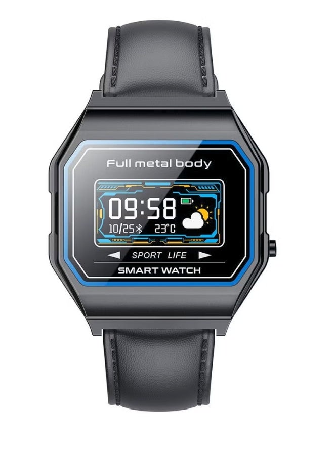 AROAQ KW18 Men Smart Watch with Leather Strap – IP67 Waterproof, BP Operator, SpO2, Heart Rate, GPS, Multi-Sports, Bluetooth 5.0 for Android & iOS - Black - Image 3