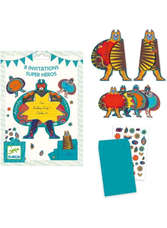 DJECO Superheroes Invitation Cards
