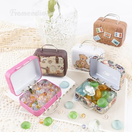 Framendino, 5 Pack Mini Suitcase Boxes Small Cartoon Tin Rectangular Handbag Jewelry Coin Container for Party Wedding Decorations - Image 4