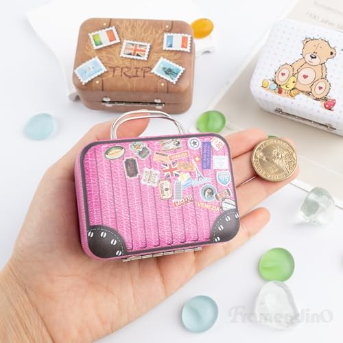 Framendino, 5 Pack Mini Suitcase Boxes Small Cartoon Tin Rectangular Handbag Jewelry Coin Container for Party Wedding Decorations - Image 3