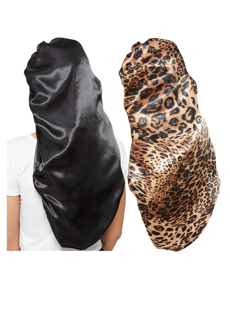 2 Pcs Hair Bonnets for Women Satin, Black Leopard Soft Elastic Band Silky Sleeping Cap Big Bonnets for Women Bonnet for Braids - pzsku/ZC97AE770CABA2C30EFDAZ/45/_/1734422569/f99873aa-ceaf-48c6-8e8a-0864f3fe2758