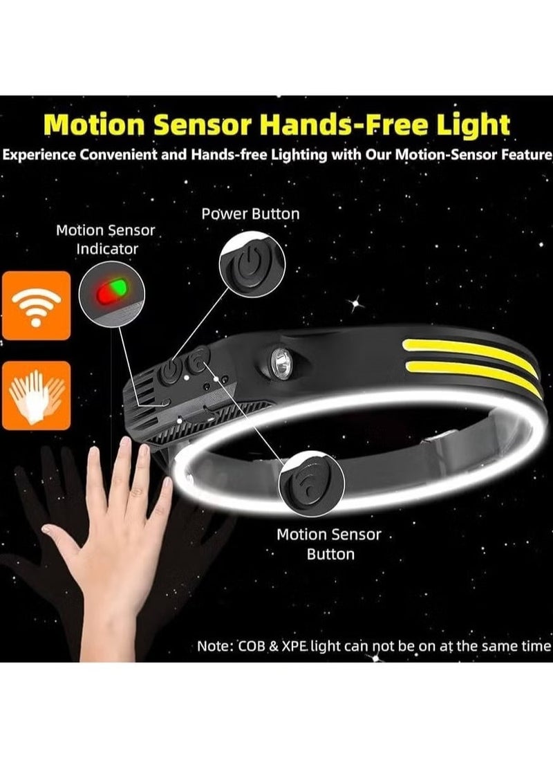 ELTRAZONE Rechargeable LED Headlamp, 270° Wide Beam, 1200mAh Battery, Induction Mode, Waterproof & Anti-Scratch – Perfect for Running, Camping, Cycling, Fishing, and Outdoor Activities - Image 2