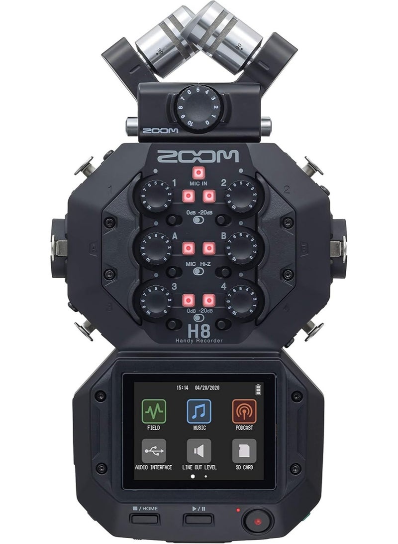 Zoom H8 Portable Recorder (compatible upto 12-Track recording) 6 Inputs, Touchscreen/Usb Audio Interface, Battery Powered, For Stereo/Multitrack Audio, Video, Podcasting and Music - Image 1