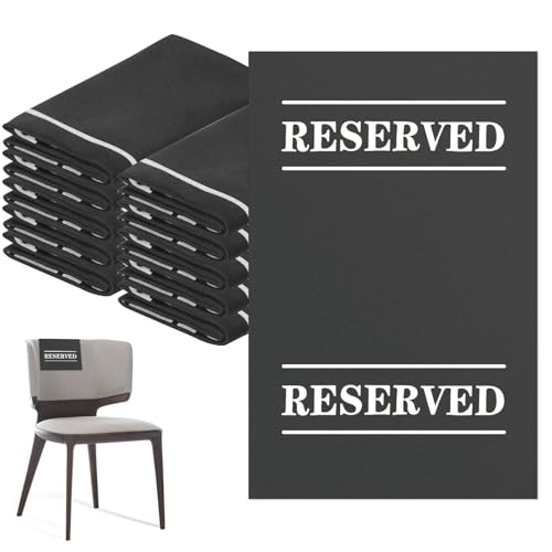 XIISVINT 10 Pcs Reserved Chair Signs Cloth Church Placeholder Reserved Pew Signs Chair Reserved Seat Coverswith Printed Words For Weddings, Churches, Eceptions, Cinema,Celebrations, Parties and Events(Black) - Image 1