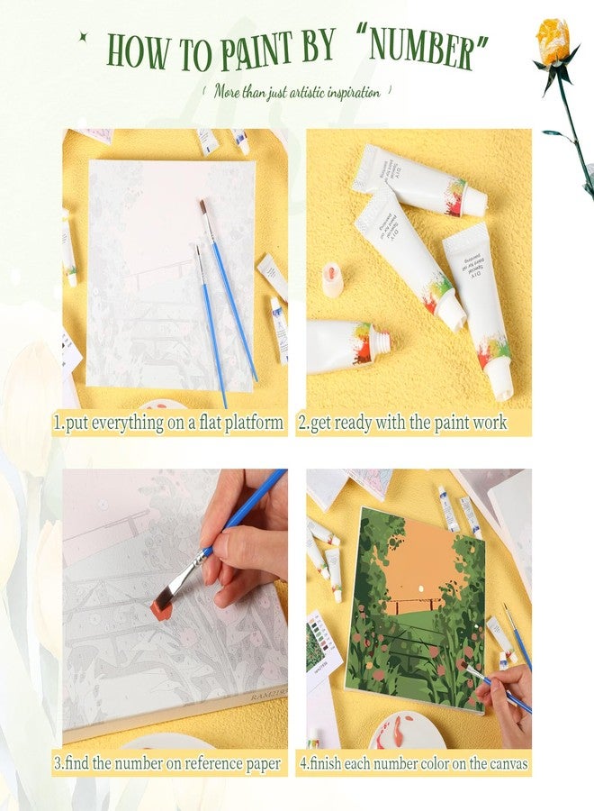 Nezyo 12 Sets Paint by Numbers Kit with Frame for Adult Beginners, DIY Acrylic Paint by Number Canvas for Painting Party, Classroom Activity Birthday Gift, 8 x 8 Inch - Image 5