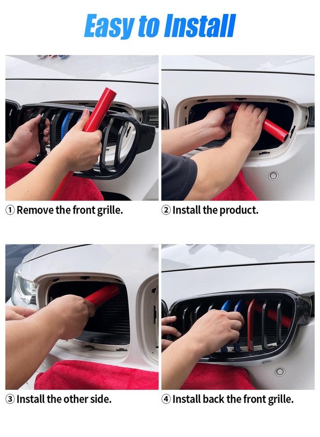 TZYSZDB Grille Insert Trims for BMW 2 5 6 7 X1 X2 Series,M-Performance V Brace Wrap Covers Grill Stripes for BMW F10 F11 F45 F12 F13 F01 F02 F48(F10 F48, BlUE) - Image 5