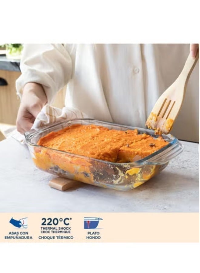 طقم أطباق مكون من 3 زجاجية مستطيلة للفرن والمايكروويف والفريزر وغسالة الصحون (3.8 لتر + 2.9 لتر + 2.1 لتر) - Image 3