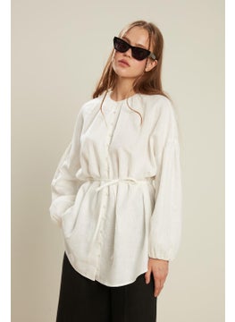Manuka Linen Balloon Sleeve Shirt Ecru  - Image 2