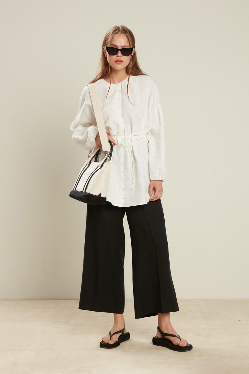 Manuka Linen Balloon Sleeve Shirt Ecru  - Image 3