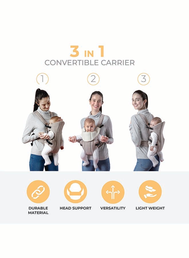 Nurtur Nurtur Dove Deluxe Infant Baby Carrier – Premium Fabric, Dual-Facing Comfort, Adjustable Cushioned Straps, & Built-In Baby Bib - Sand  - Image 5