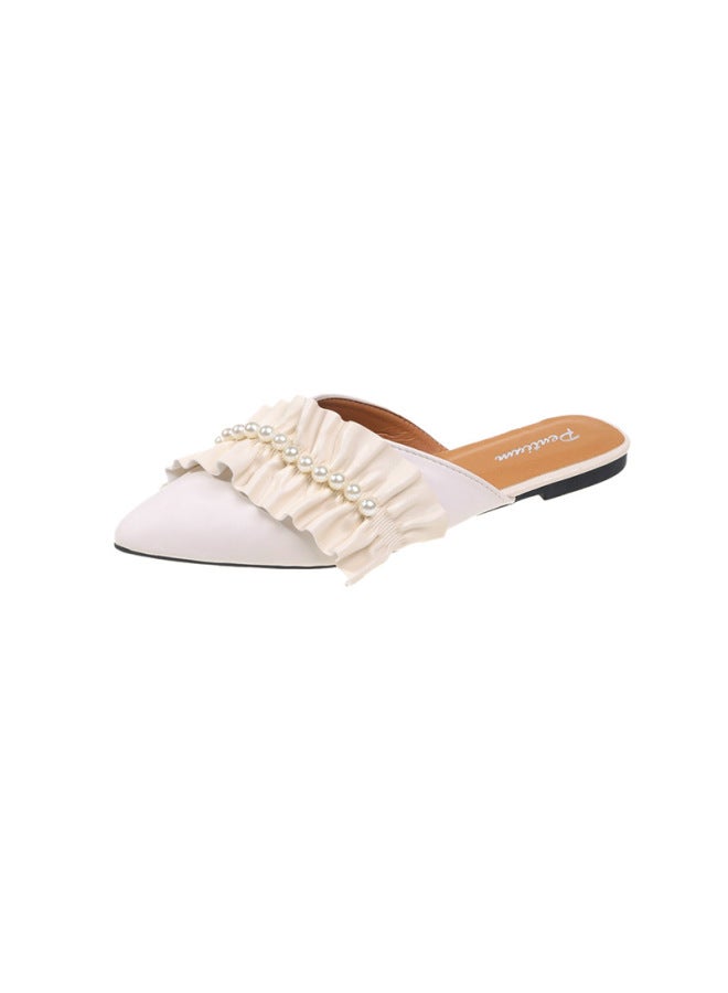 FLAT Fairy Style Toe Cap Half Slipper Women's Shoes For Outerwear, New Niche Half Top Single Shoe - Image 5