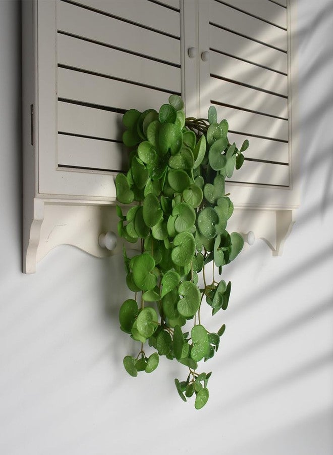 VIOCIWUO Fake Hanging Plants 2PCS, Artificial Copper Coin Grass Plants Artificial Succulents Plants Faux Greenery Wall Hanging for Shelf Home Office Indoor Outdoor Garden Decor - Image 3