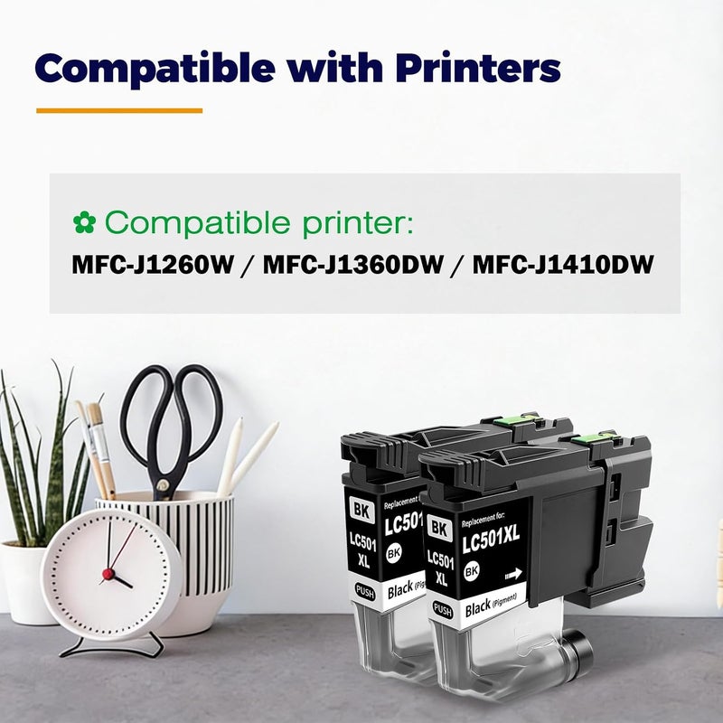 LAIPENG LC501XL Black Ink Cartridges 2-Black Compatible with Brother LC501 LC501XL for MFC-J1260DW MFC-J1360DW MFC-J1410DW Printers (Black*2) - Image 2