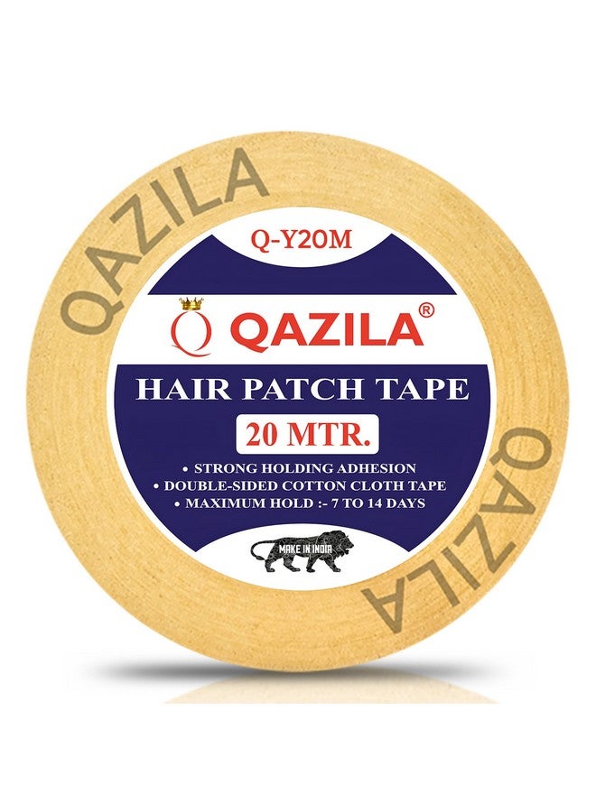 Qazila Qazila Hair Patch Tape| Hair Wig Tape| Ultra Hold Tape| Double-sided Hair Patch Tape| Cotton-Cloth Tape| Waterproof| Maximum Hold upto 2 weeks (Yellow, 1 inch, 20 Metre) - Image 1