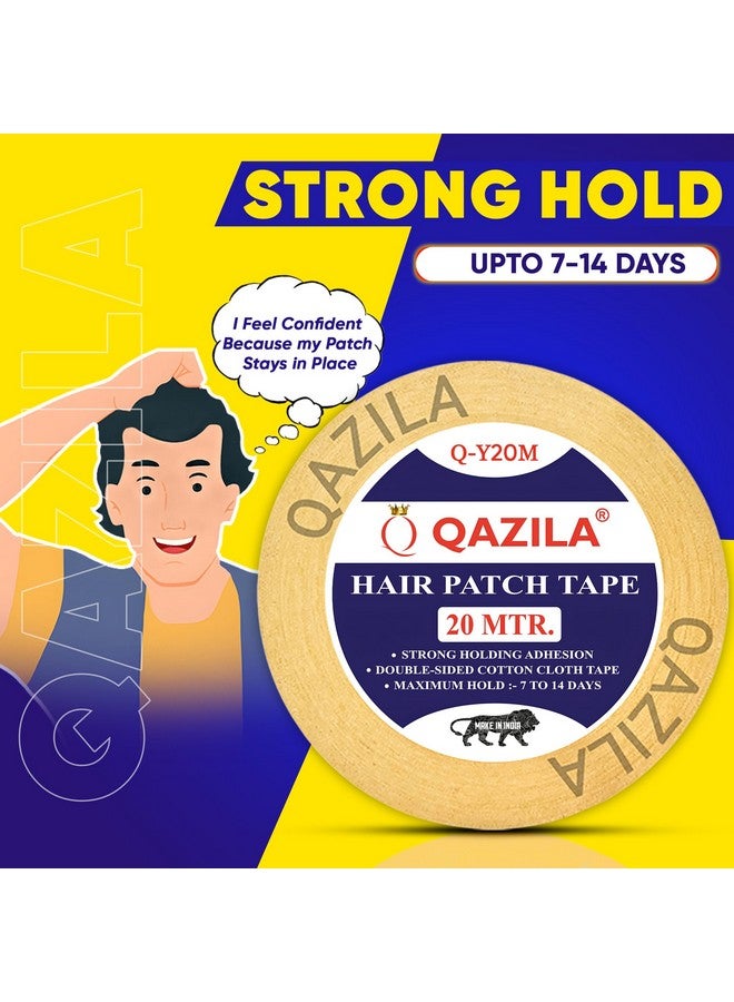 Qazila Qazila Hair Patch Tape| Hair Wig Tape| Ultra Hold Tape| Double-sided Hair Patch Tape| Cotton-Cloth Tape| Waterproof| Maximum Hold upto 2 weeks (Yellow, 1 inch, 20 Metre) - Image 2