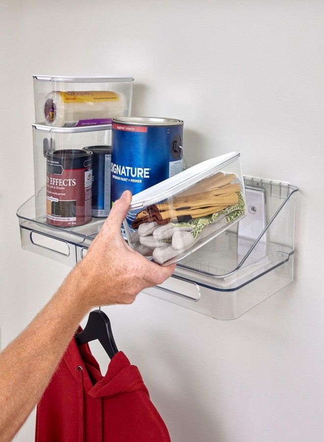 إنترديزاين صندوق تخزين داخلي قصير مع غطاء من آي ديزاين، مجموعة من قطعتين، صندوق شفاف من مجموعة وول سبيس - Image 3