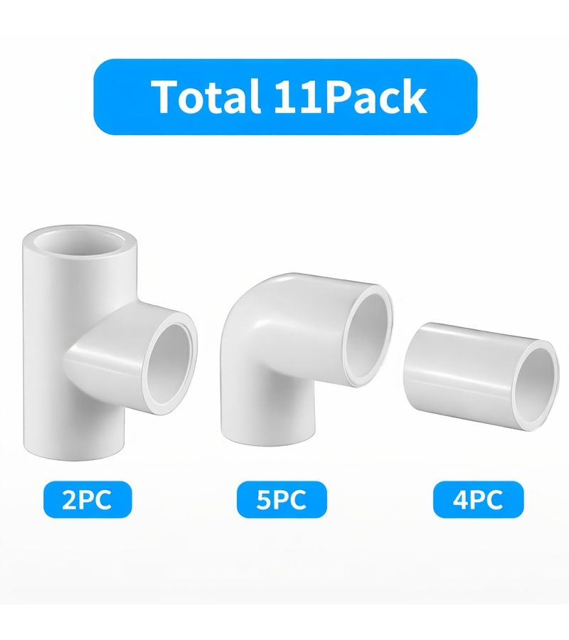مجموعة موصلات الأنابيب البلاستيكية (PVC) مقاس 20 مم، 11 قطعة، للري والصوبات الزراعية والأرفف - Image 1