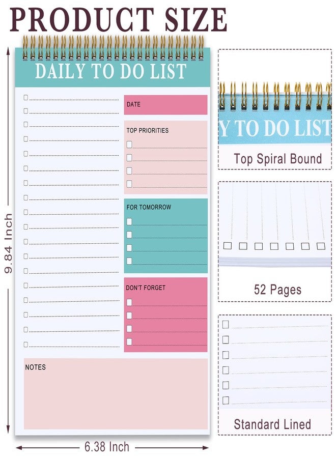 Yahenda 20 Pcs Daily to Do List Notepad Daily Planner with 52 Sheets Tear Off, Spiral to Do List Notebook Notepad Undated Bulk for Adults Kids Classroom Office Plan Work Schedule Checklist, 6.38 x 9.84 Inch - Image 2