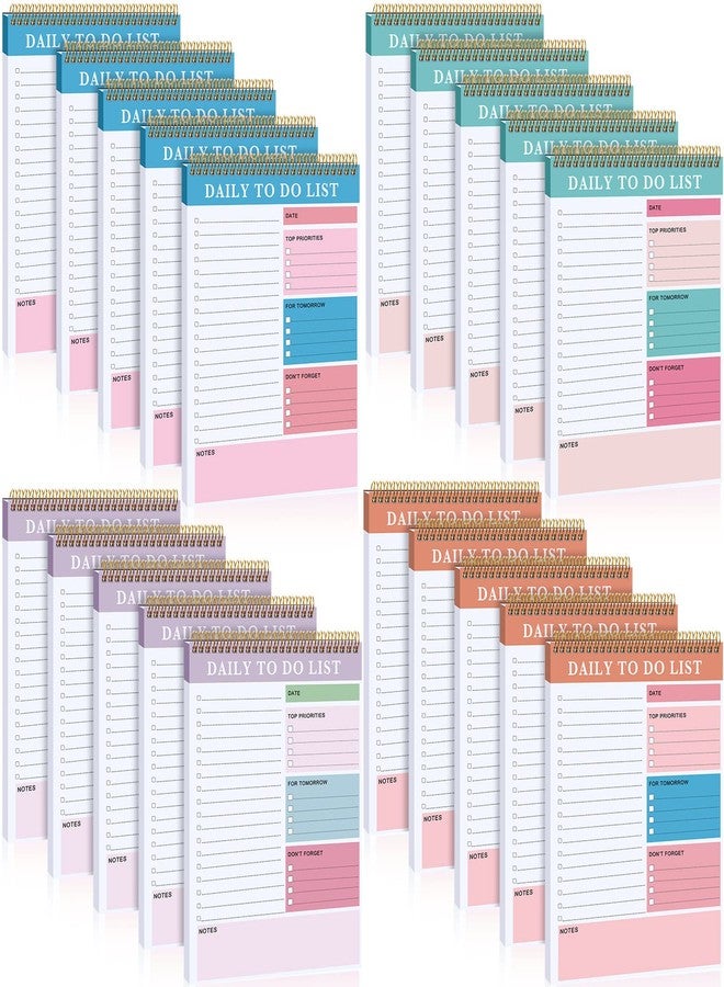Yahenda 20 Pcs Daily to Do List Notepad Daily Planner with 52 Sheets Tear Off, Spiral to Do List Notebook Notepad Undated Bulk for Adults Kids Classroom Office Plan Work Schedule Checklist, 6.38 x 9.84 Inch - Image 1