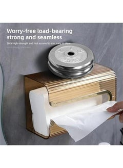 Generic Acrylic Paper Towel Holder, Wall Mounted Paper Towel Dispenser, Adhesive Tissue Box Guest Napkin Countertop Paper Towel Holder for Bathroom(White)  - Image 3