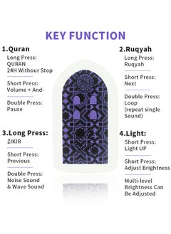 Generic Mini Wall Plug Quran Speaker with Light Wall Koran Reciter Ramadan Pray Essential Gift Purple 13*7*3cm  - Image 3