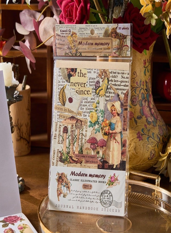 DEOXY Pack of 1 Book,Morning Foam Sticker Book Modern Memory Thin Series of 20 DIY Decorative Stickers Without Repeating European and American Retro Hand Account - Image 1