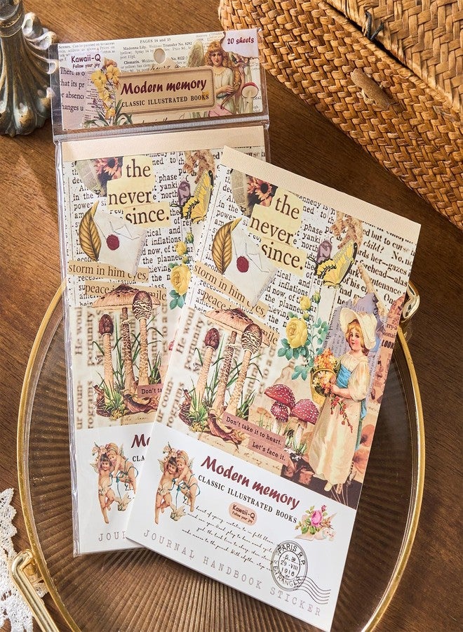 DEOXY Pack of 1 Book,Morning Foam Sticker Book Modern Memory Thin Series of 20 DIY Decorative Stickers Without Repeating European and American Retro Hand Account - Image 2