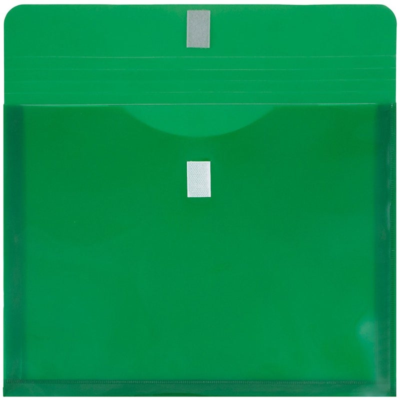 JAM PAPER Plastic Expansion Envelopes with Hook & Loop Closure - Letter Booklet - 9 3/4 x 13 with 1 Inch Expansion - Green - 12/Pack - Image 2