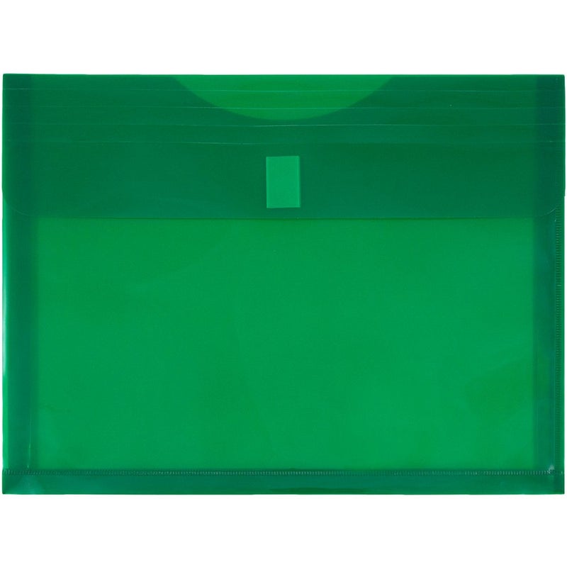 JAM PAPER Plastic Expansion Envelopes with Hook & Loop Closure - Letter Booklet - 9 3/4 x 13 with 1 Inch Expansion - Green - 12/Pack - Image 1