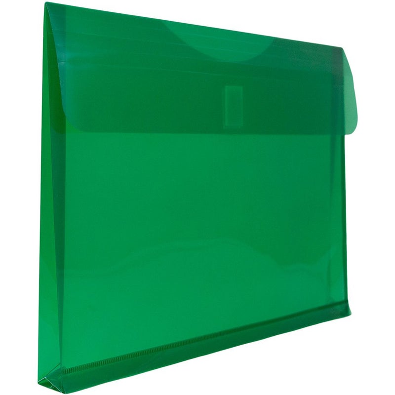 JAM PAPER Plastic Expansion Envelopes with Hook & Loop Closure - Letter Booklet - 9 3/4 x 13 with 1 Inch Expansion - Green - 12/Pack - Image 3