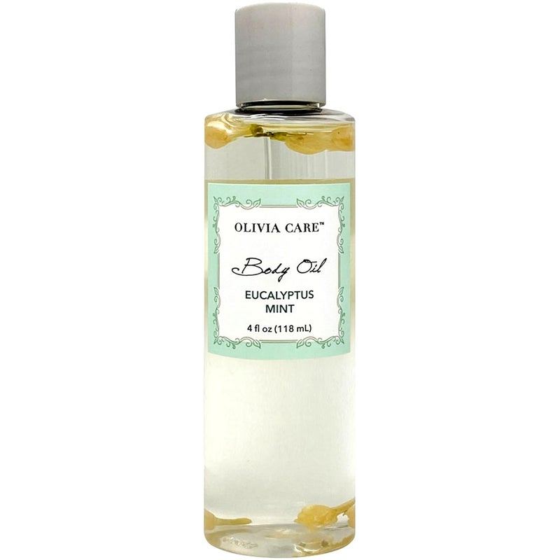 Olivia Care Body Oil Eucalyptus Mint Vegan  Natural  Hydrating  Moisturizing  Infused with VITAMIN E K  Omega Fatty Acids  Refreshing Fragrance  Eucalyptus Mint