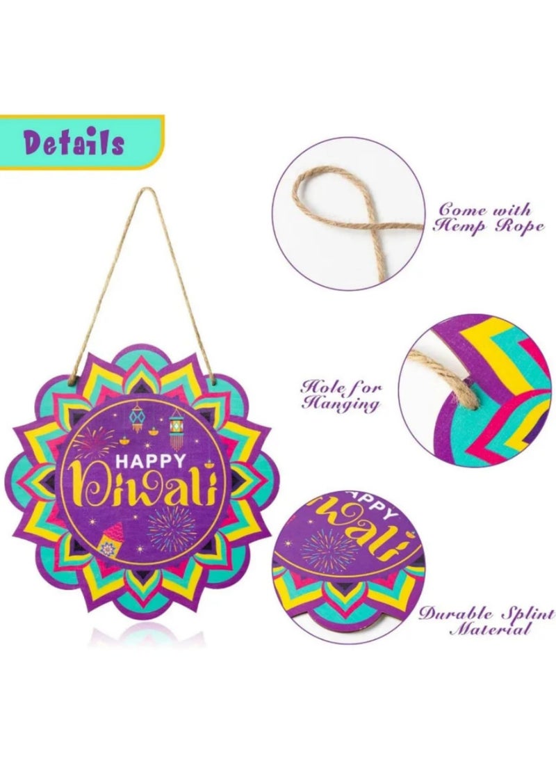 قطعة واحدة زينة ديواري معلقة ثنائية الأبعاد للديوالي للمنزل، نجمة ورقية منفجرة للديوالي للسحب على الباب والنافذة والجدار، بتصميم الماندالا التقليدي باللونين الأرجواني والذهبي النابض بالحياة، زينة العيد الهندي التقليدي مقاس 28 × 28 سم - Image 3