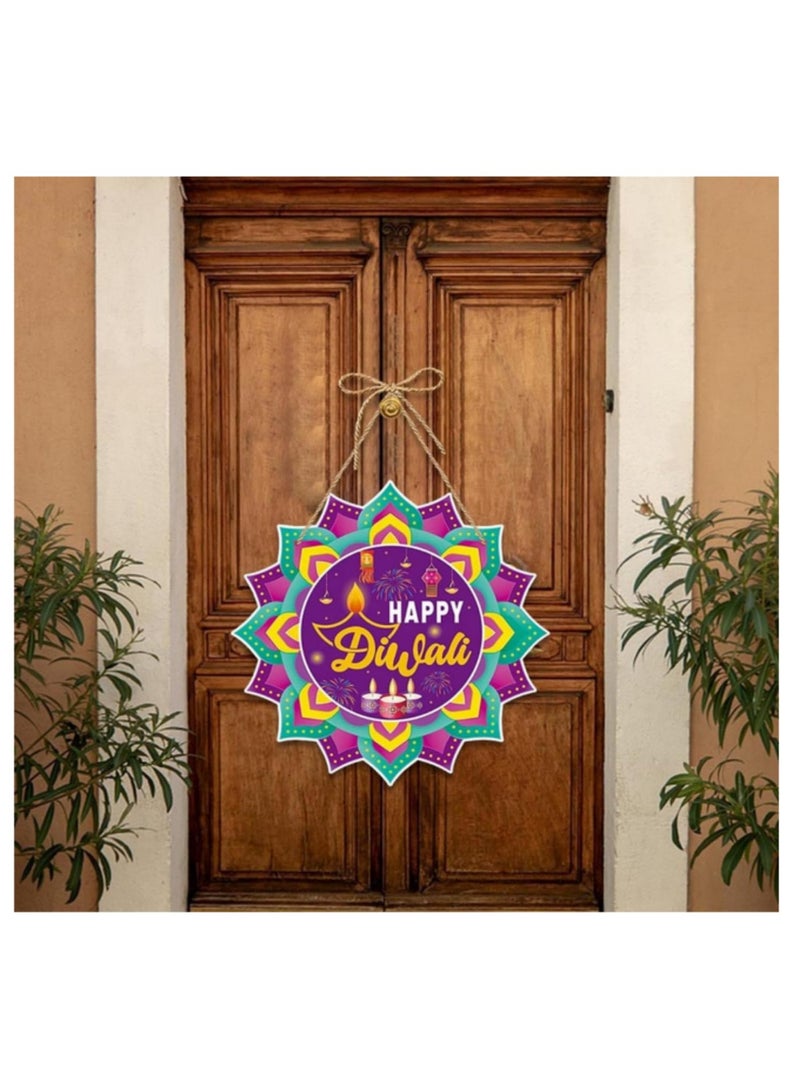 قطعة واحدة زينة ديواري معلقة ثنائية الأبعاد للديوالي للمنزل، نجمة ورقية منفجرة للديوالي للسحب على الباب والنافذة والجدار، بتصميم الماندالا التقليدي باللونين الأرجواني والذهبي النابض بالحياة، زينة العيد الهندي التقليدي مقاس 28 × 28 سم - Image 5