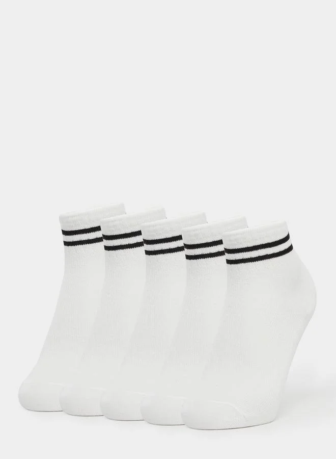 ستايلي Styli Set of 5 - Striped Crew Socks