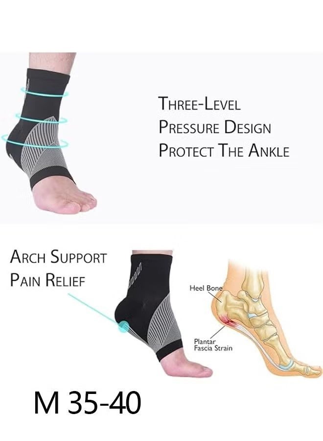 واي جيه كيس ضغط الكاحل للنساء الرجال، غلاف دعم القوس، دعم الكاحل بلا أكمام جوارب ضغط للإغاثة اعتلال عصبي ألم أخيل التهاب الأوتار التهاب عضلة الساق M. - Image 3