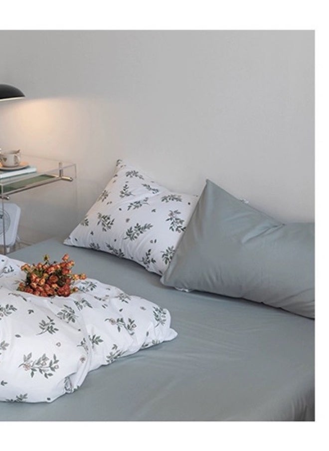 LUNA Home - Premium Retro Style with Grey Blue Color Bedsheet Postoral Printed Bedding Set Without Filler. - Image 1