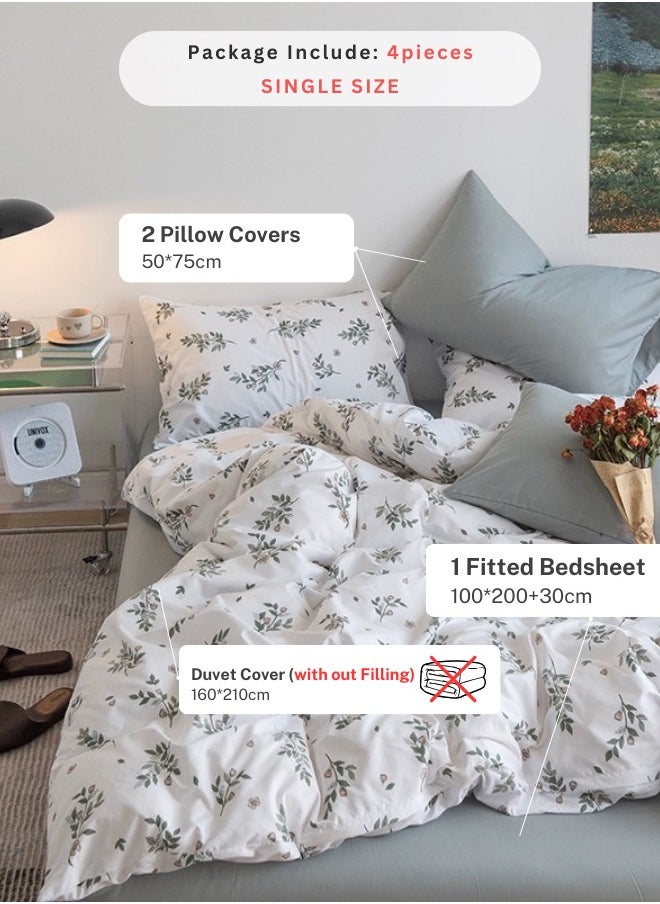 LUNA Home - Premium Retro Style with Grey Blue Color Bedsheet Postoral Printed Bedding Set Without Filler. - Image 1