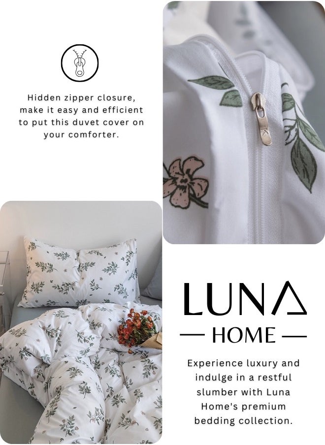 LUNA Home - Premium Retro Style with Grey Blue Color Bedsheet Postoral Printed Bedding Set Without Filler. - Image 1