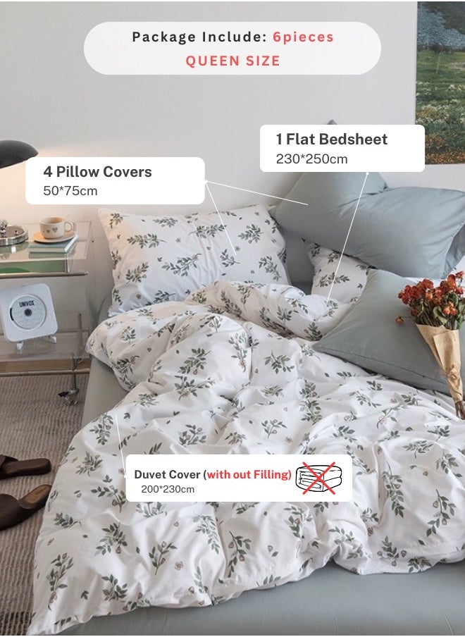 LUNA Home - Premium Retro Style with Grey Blue Color Bedsheet Postoral Printed Bedding Set Without Filler. - Image 1
