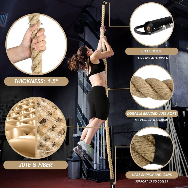 Svaan Gym Fitness Training Climbing Rope for Indoor, Outdoor Exercise (15 ft) - Image 4