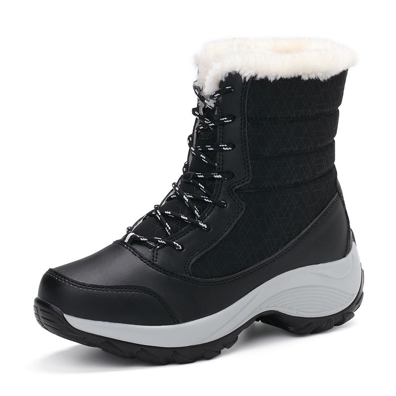 Womens High-top Winter Snow Boots Cotton Lined 1617 black