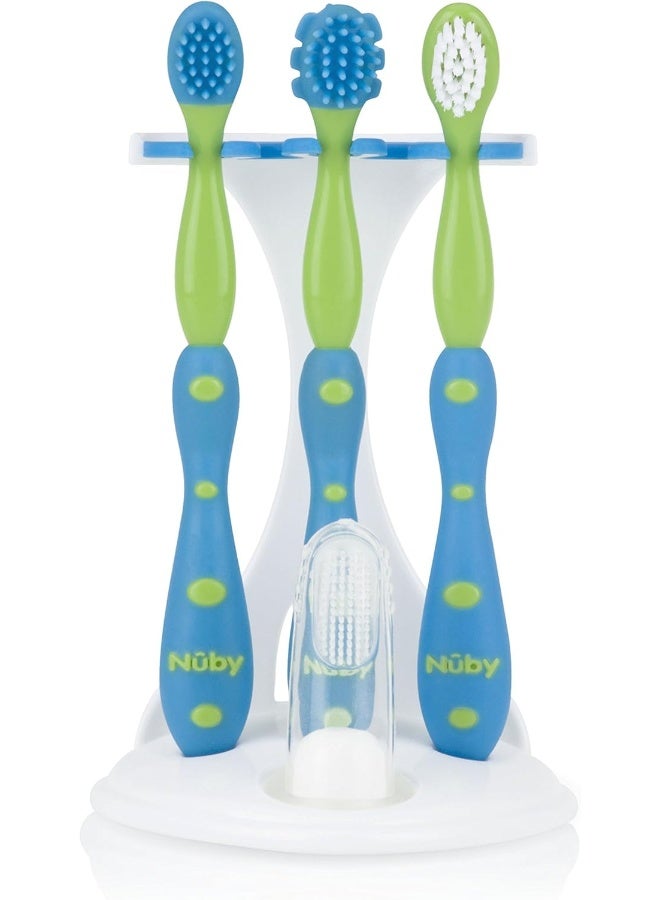 Nuby 4 Stage Oral Care Set, Blue and Green - Image 5