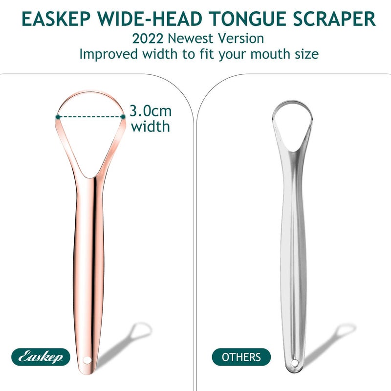 Easkep Tongue Scraper (2 Pack), Wide-Head Tongue Cleaner with Nice Carrying Box, Easkep 100% Stainless Steel Tongue Scrapers Cleaners, for Men, Women, Adults, Kids - Image 2