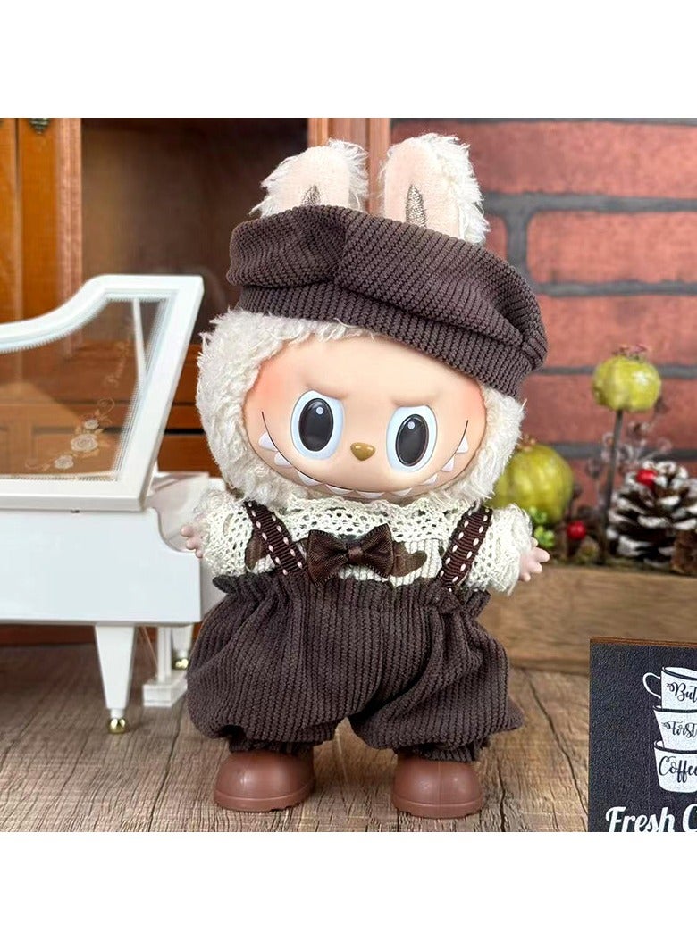Labubu Doll Clothing Set, suitable for hanging plush dolls up to 17cm, interchangeable clothing for first, second, and third generation vinyl collectible dolls, durable and stylish accessories, suitable for creative games