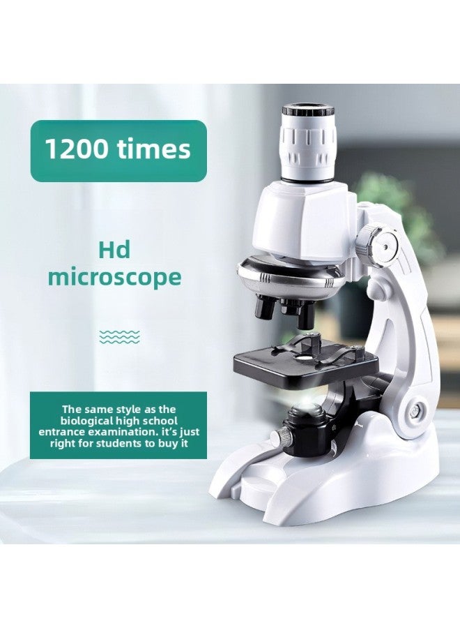 Loquat Junior High School Children Optical Microscope 1200 Times Professional Biological Science Equipment Small Experiment Educational Toys-Specifications:Red - 1200 Times Microscope + 12 Specimens-Color: - Image 2